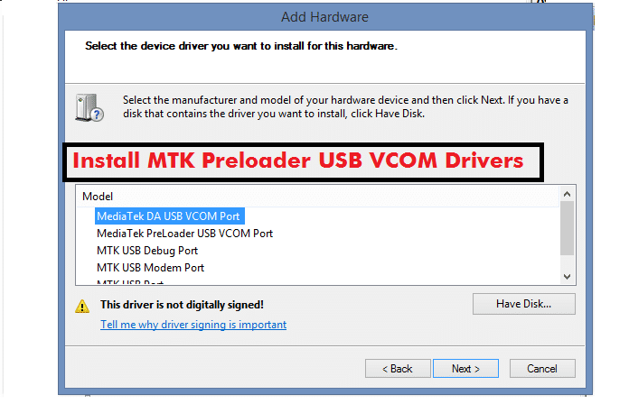 mediatek mt65xx usb vcom drivers